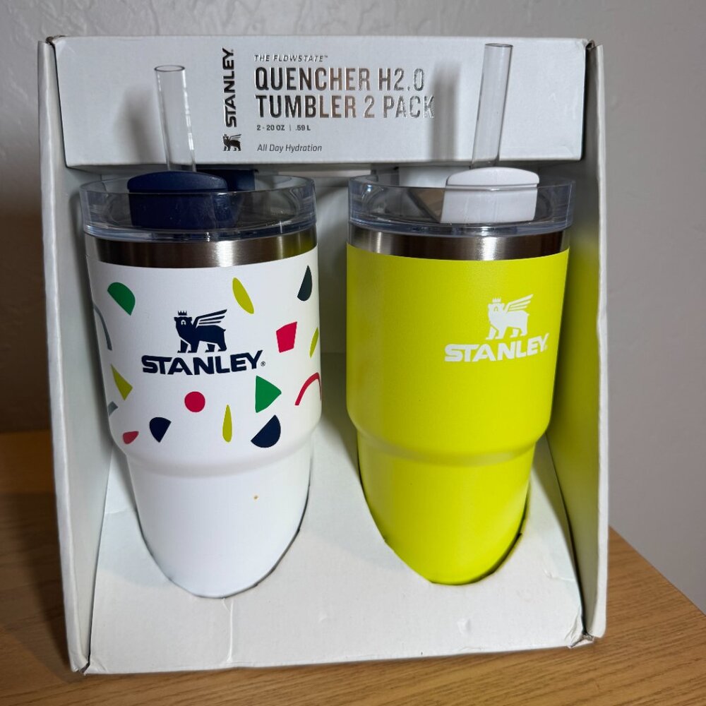 STANLEY 20oz Quencher Tumbler 2 Pack NWT H2.0 Abstract Geo/Electric Yellow